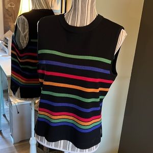 🛑 1 hour sale. St John, sleeveless sweater top, stripes, medium, elegant